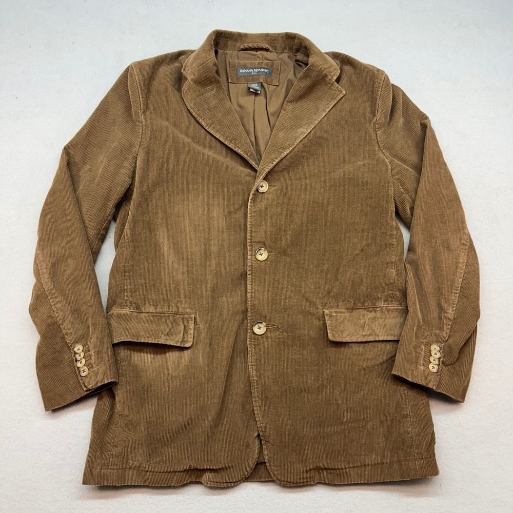 Banana Republic Mens Brown Corduroy Blazer Jacket Size Large 3 Button Cotton
